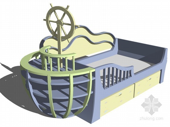 sketchup床模型资料下载-儿童床SketchUp模型下载