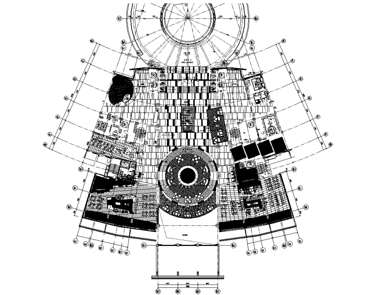鸿洲游艇国际度假酒店设计施工图+效果图-二层大堂平面图