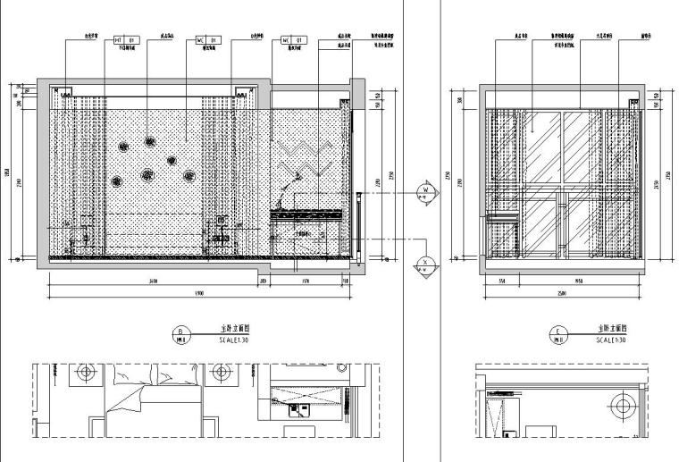 现代简约风格样板房效果图-施工图-立面图三