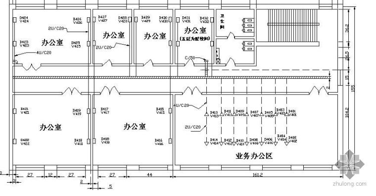 cad网络综合布线图资料下载-某办公楼一层网络综合布线图