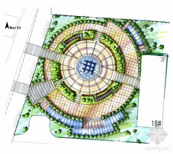 广场CAD彩平图资料下载-辽宁某小区广场二期方案设计