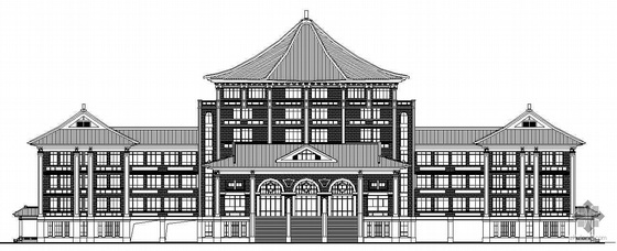 仿古图书馆su资料下载-某仿古图书馆建筑设计图建筑方案图