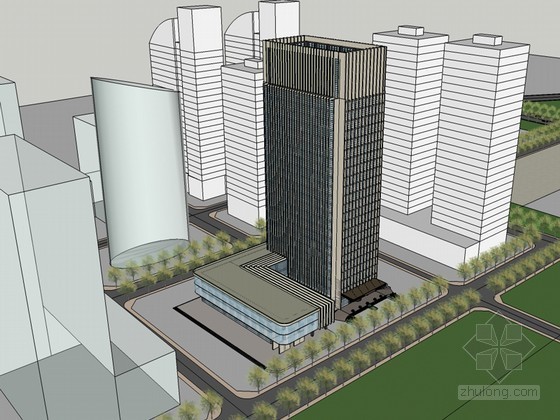 长沙办公建筑文本资料下载-办公建筑SketchUp模型下载