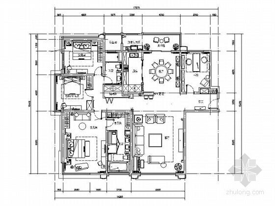 苏州装修设计效果图资料下载-[苏州]精致简欧3室3厅室内设计施工图(含效果图、方案、主材汇总表)