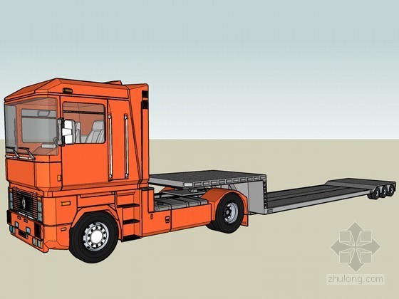 机械su模型下载资料下载-平板拖车SketchUp模型下载