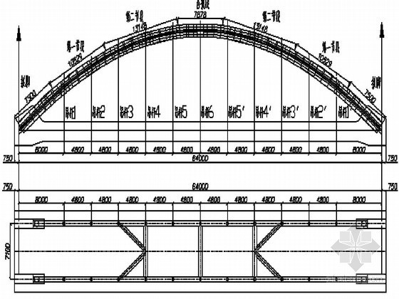 80m系杆拱施工方案资料下载-64m钢管混凝土简支系杆拱桥安装施工方案