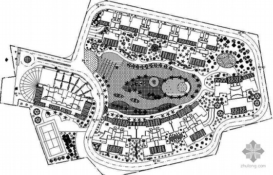 商业别墅区设计案例资料下载-某别墅区绿化设计图