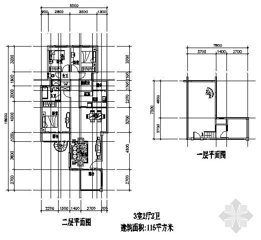 三室两厅一厨两卫建筑设计资料下载-三室两厅一厨两卫115平方米