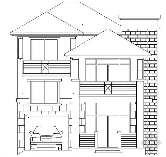 某三层C型别墅建筑方案图资料下载-某c型山体别墅建筑方案图