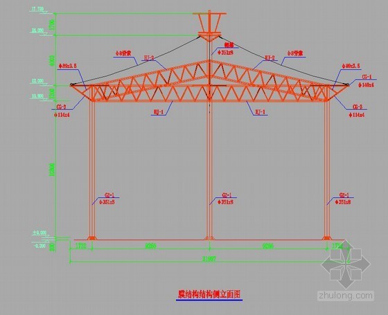 六角护坡施工图资料下载-公园六角伞膜结构施工图