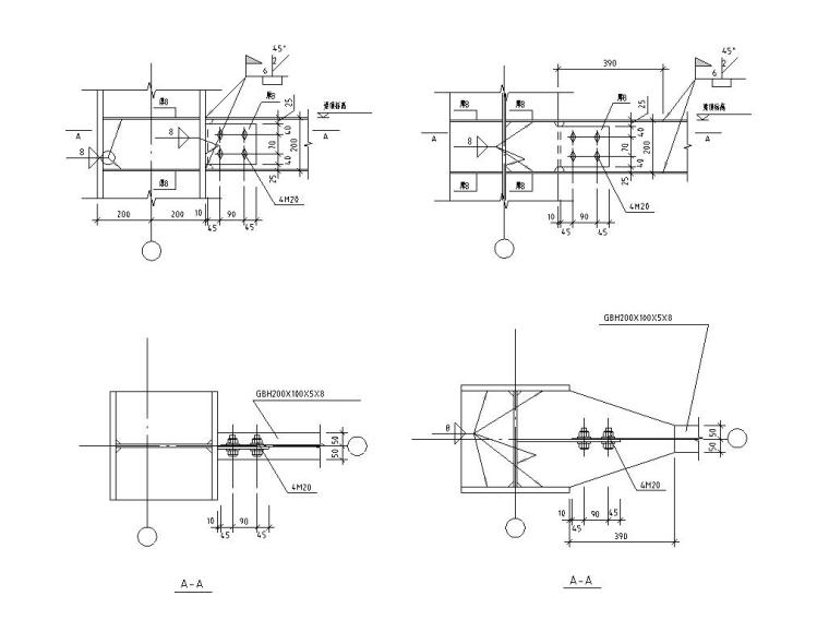 钢结构梁与混凝土连接大样资料下载-46套梁与柱的连接结构详图