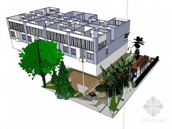 建筑模型户外景观资料下载-户外花园SketchUp模型下载