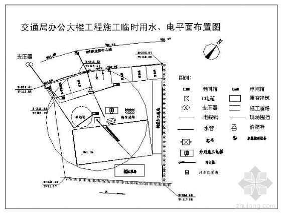 工地板房平面布置图资料下载-交通局办公大楼工地施工现场平面图