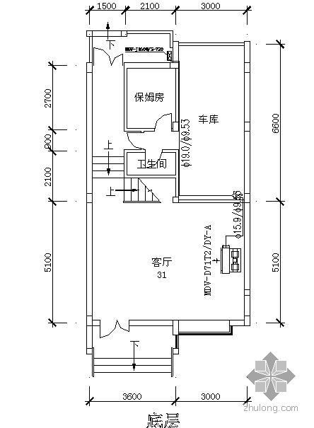 北京中央公园cad平面图资料下载-某别墅中央空调平面图