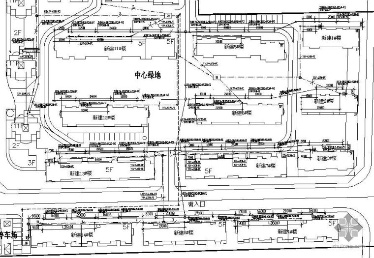 青岛景苑室外管网设计资料下载-山东某小区室外管网设计图