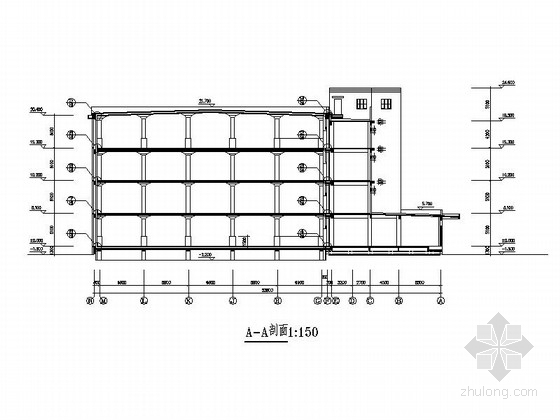 [河南]四层中央直属储备冷冻库建筑施工图（甲级设计院 推荐参考）-四层中央直属储备冷冻库建筑剖面图 