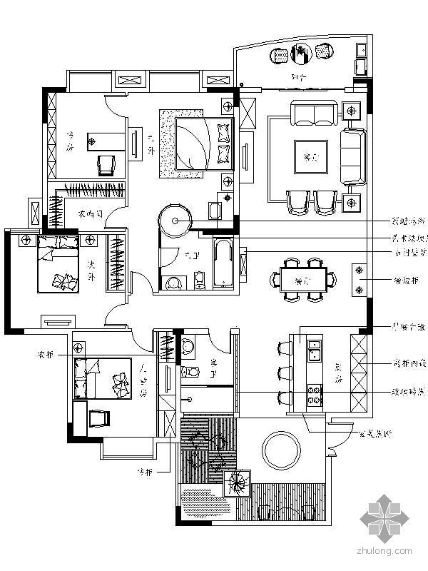 传统欧式装修样板房资料下载-[贵州]欧式四居样板房装修图