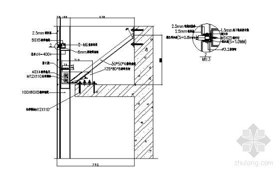 CAD铝单板节点图资料下载-铝单板立柱安装节点图（一）43层以上