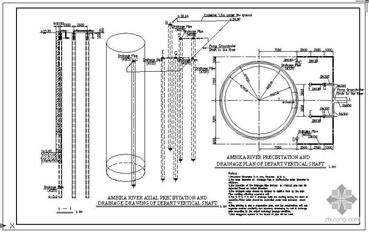 水系改造顶管施工图资料下载-直径12.5m圆形沉井施工图（顶管始发井）