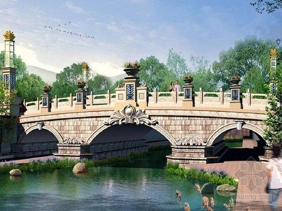10m桥宽图资料下载-3×10m景观桥施工图（拱形装饰板）