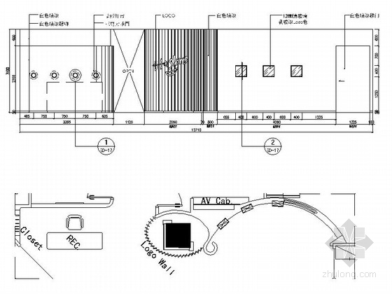 [上海]儿童玩具贸易公司办公室室内装修施工图（含效果）logo墙立面图 