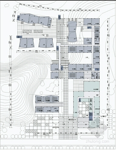 [深圳]大学文科教学楼建筑设计方案文本（结合坡地 设计优秀）-大学文科教学楼建筑设计方案平面图