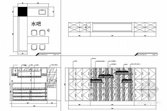 [南京]知名环保产业园现代风格办公楼装饰施工图 水吧立面图