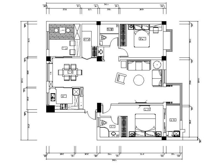 2室2厅小户型平面图资料下载-[合肥]简约温馨小户型2室2厅室内设计装修图（含效果图）