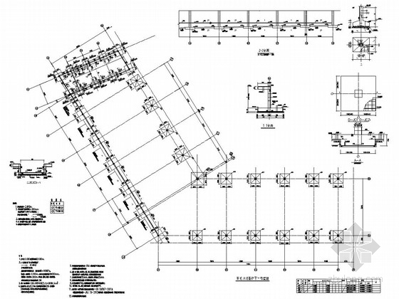 [广东]多栋框架结构单体建筑组成的风雨操场结构施工图-羽毛球场基础平面布置图 