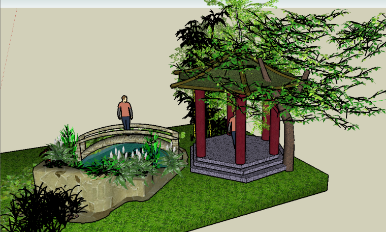 景观设计小场景设计资料下载-小庭院景观设计模型下载