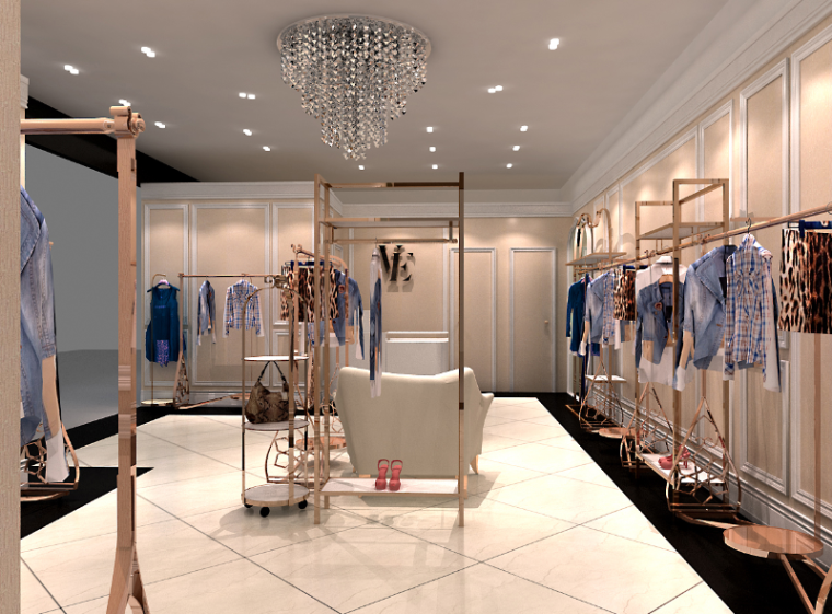 67平米女装品牌店设计施工图（附效果图+3D模型）-效果
