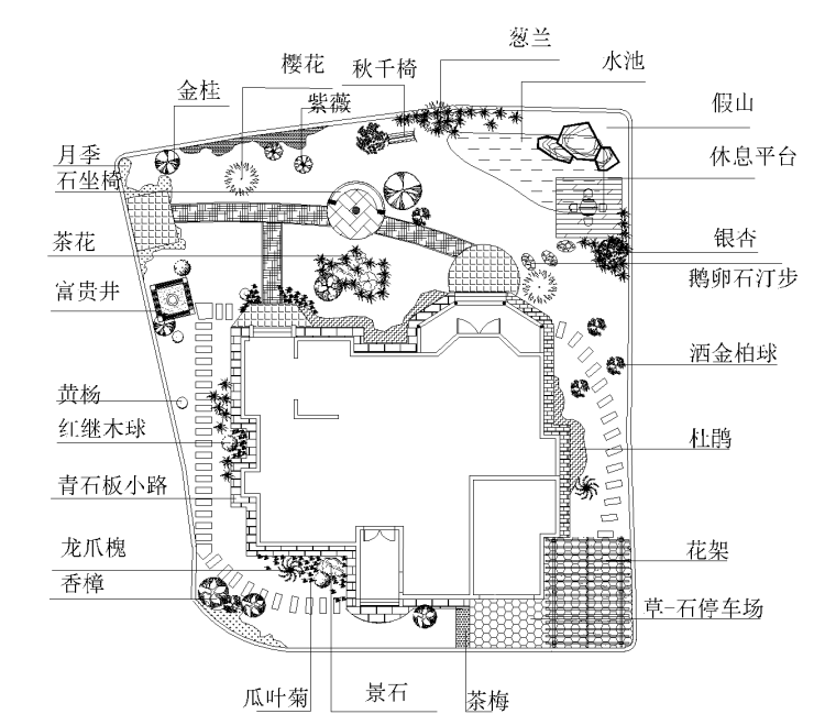 中式园林庭院景观cad资料下载-6套小庭院景观设计CAD平面图