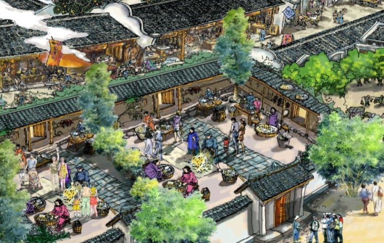 四川龙正复盛旅游区总体策划及概念性规划方案-仿古街市作坊院落生产规划示意图