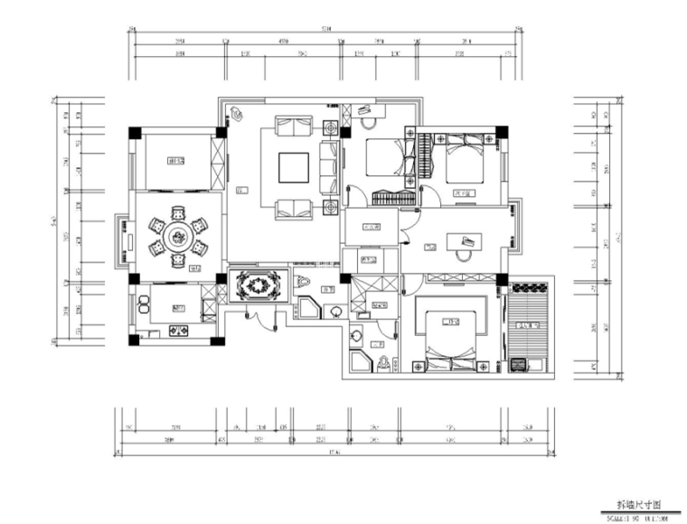 住宅改建dwg资料下载-[深圳]欧式风格四居室住宅空间施工图(含效果图)