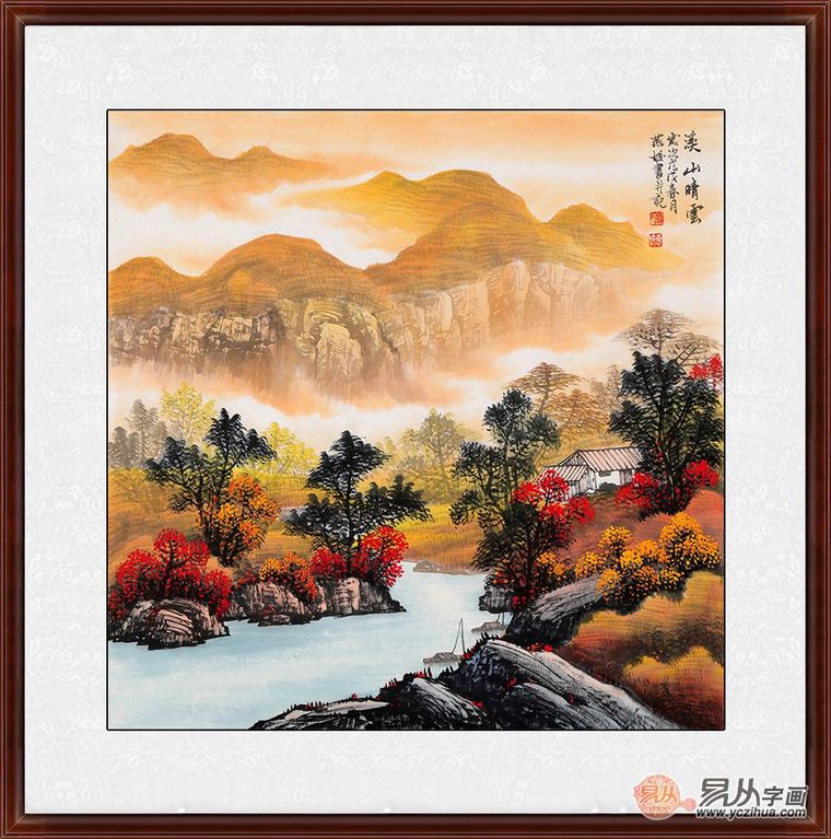 家居装饰用的挂画，青绿山水画很不错_6