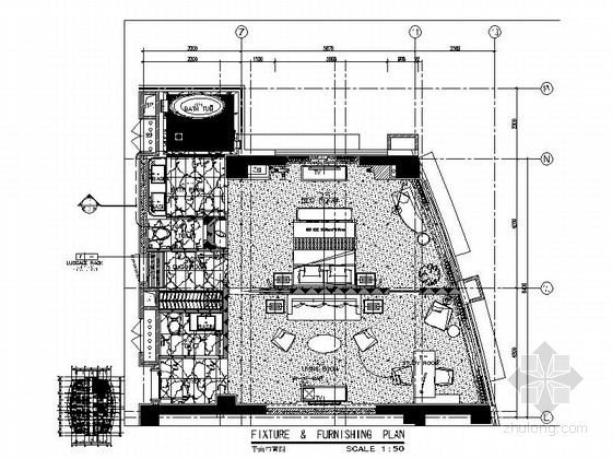 商务酒店套房CAD资料下载-[江苏]高档商务酒店套房室内装修施工图（含效果）