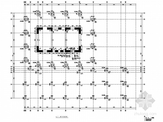 [广东]75层（含钢结构伸臂桁架）型钢混凝土框架核心筒结构超高层综合楼结构施工图（330米）-1层柱、剪力墙模板图 