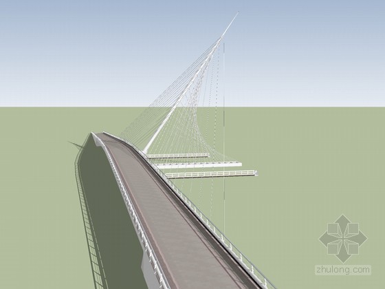大桥su模型下载资料下载-跨江大桥SketchUp模型下载