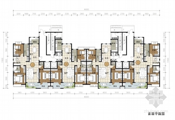 [山东]现代风格写字楼及住宅综合性建筑设计方案文本-现代风格写字楼及住宅综合性建筑各层平面图