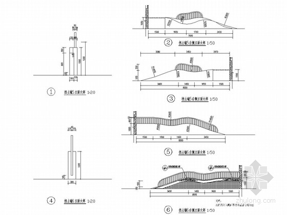 幼儿园花园绿化园建工程全套施工图（37张）-趣味丘陵立面大样 