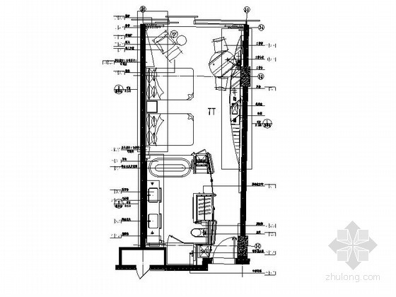 室内装修水管施工标准资料下载-客房标准间室内装修图