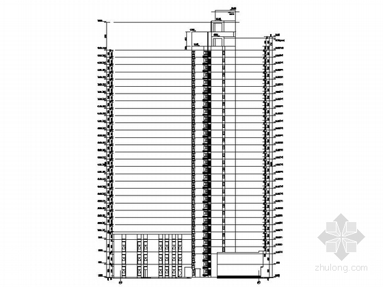 [西安]现代高层住宅带底商建筑施工图-现代高层住宅带底商立面图