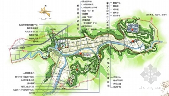 [陕西]大型文化旅游区规划及单体设计方案文本-旅游区总平面图 