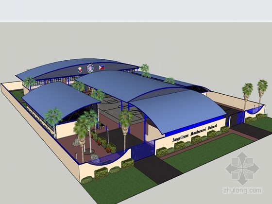 中学运动场地设计资料下载-运动场地SketchUp模型下载