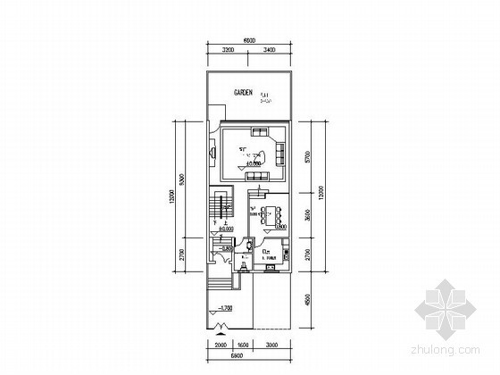 70平方别墅设计效果图与户型图资料下载-某三层坡地联排别墅户型图（含半地下室）