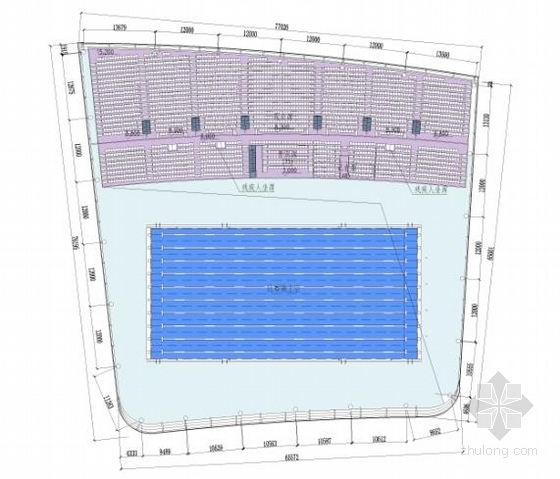 [山东]流线型统一壳状屋面综合水上体育馆建筑设计方案文本（含CAD）-流线型统一壳状屋面综合水上体育馆建筑平面图