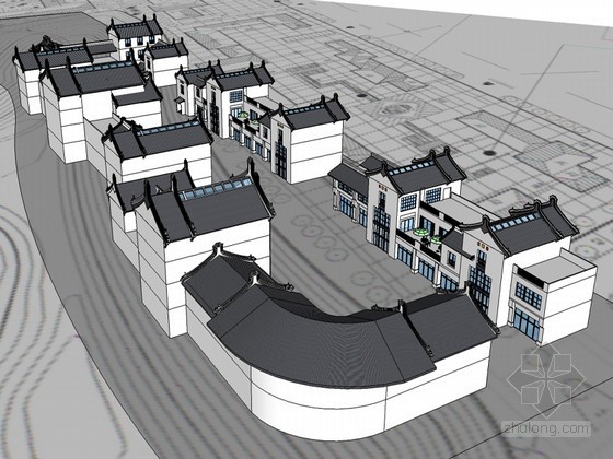 整体商业街SketchUp模型下载-整体商业街 