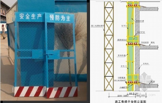 建筑工程安全文明施工标准化管理手册（附图丰富、安全管理到位）-施工电梯平台防护 