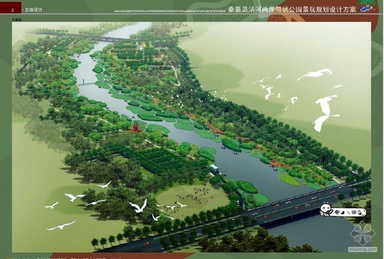 带状江滨公园景观设计文本资料下载-秦皇岛市河两岸带状公园景观规划设计方案展板