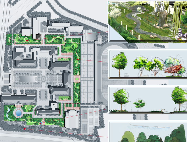 [江苏]无锡第一中学校园规划及建筑设计方案文本-绿化带设计